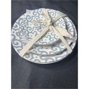 New Gray Swirl Ceramic Trinket Plate Set of 3 NWT